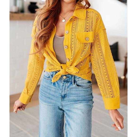 NEW VERY J sweeter than nectar lace button down in honey - Picture 5 of 5